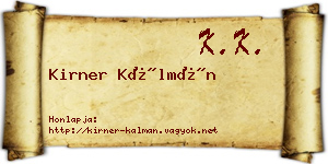 Kirner Kálmán névjegykártya