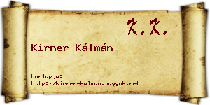 Kirner Kálmán névjegykártya